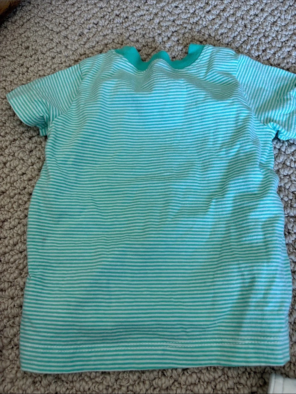 Baby’s White Shortall Overalls with Mint Striped Tee 12 Months - Picture 5 of 6